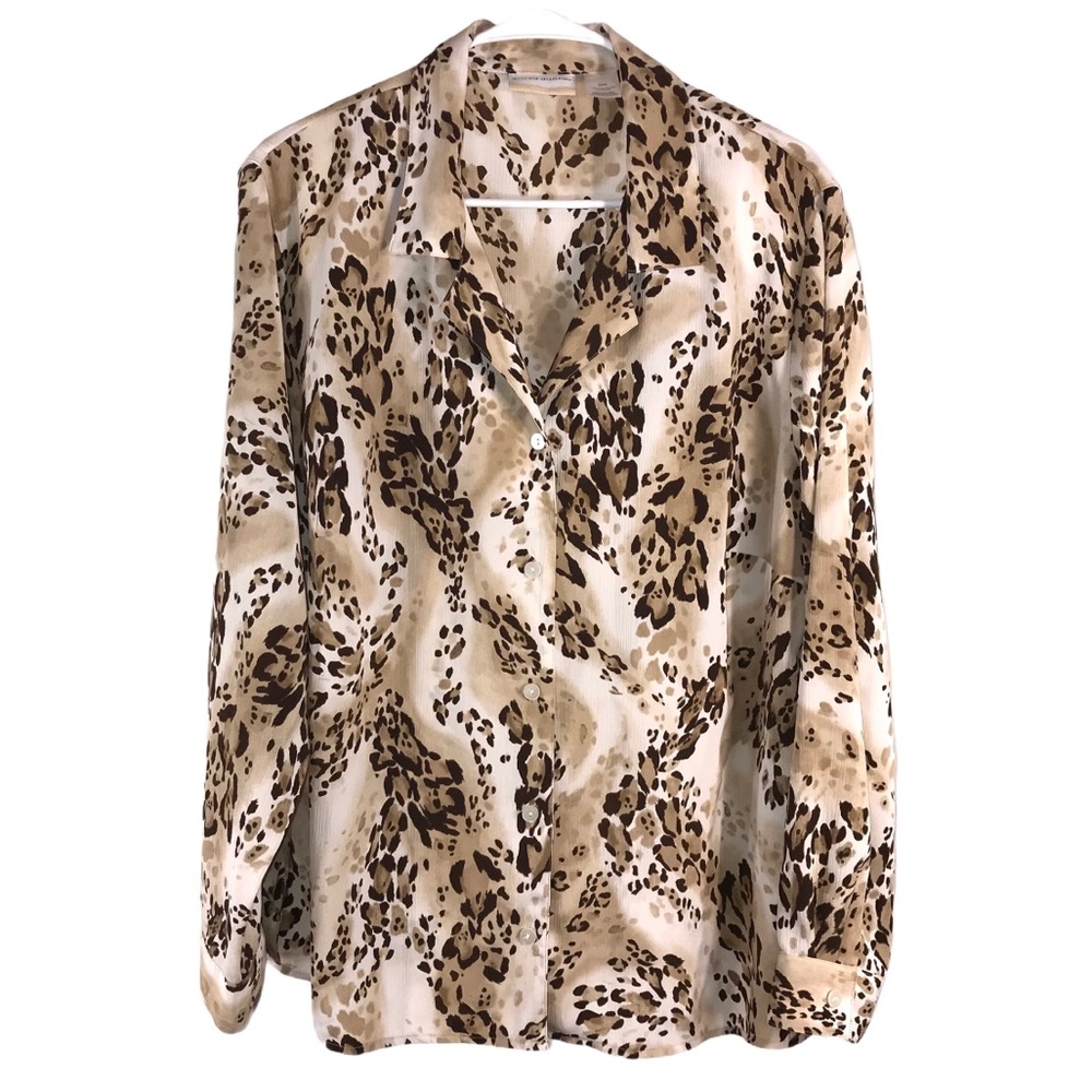 Vintage Leopard Print Blouse, Size 20W
